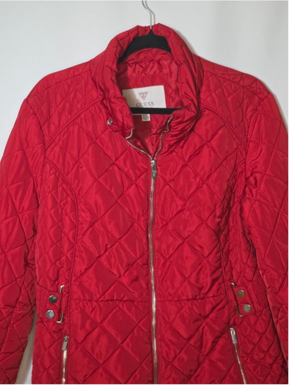 GUESS Women's Red Quilted Puffer Jacket XL - Picture 3 of 7